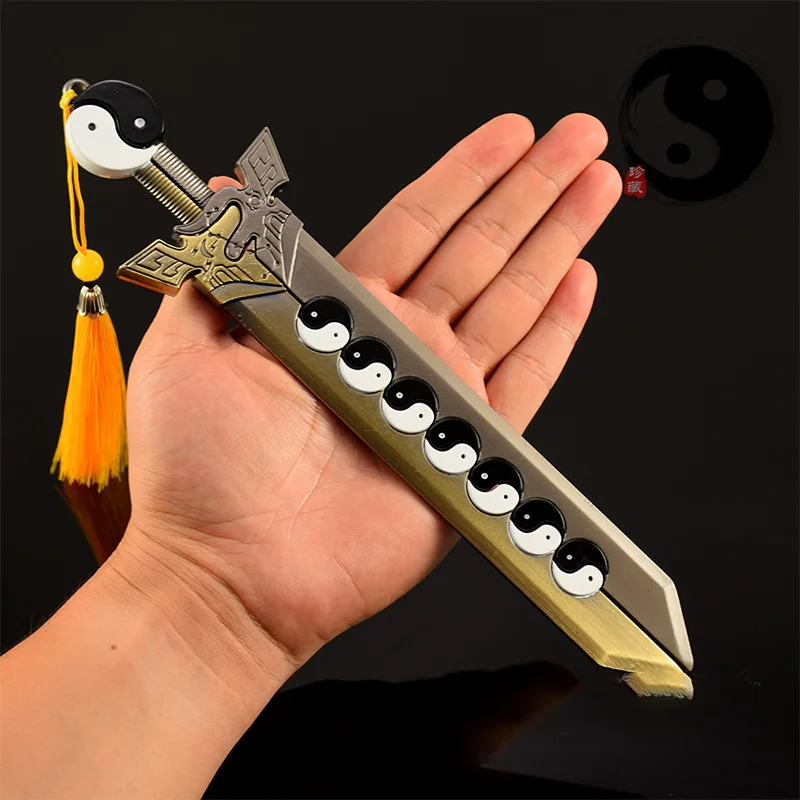 26 centimetri Tai Chi Yin Yang Bagua Spada Tubata Giocattoli Tutto in metallo Artigianato Ornamenti Modello Cineserie Collezione Decorazioni della stanza