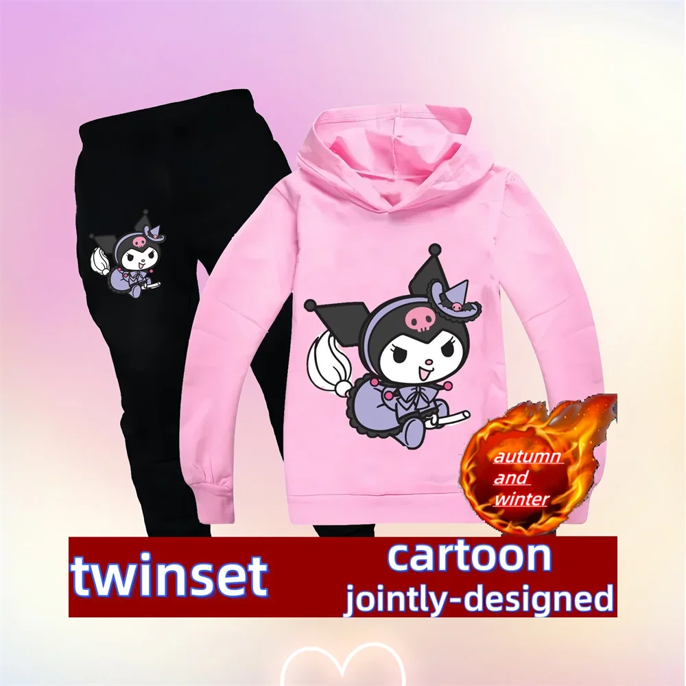 

Толстовка Kawaii Kuromi для девочек свитшоты с длинным рукавом Детские Весенние осенние Sanrio Мультяшные детские повседневные пуловеры с капюшоном топы