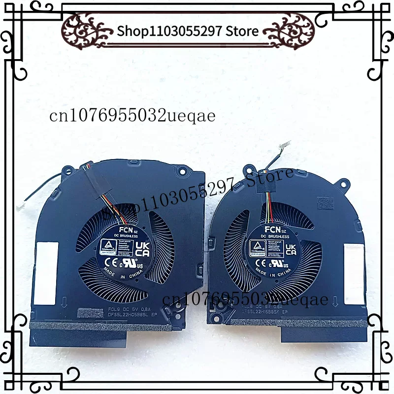 Cooler Cooling Replacement Fan for HP Victus 16‑R 16‑DW WD 16‑DX TPN‑C169 TPN‑C170 5V