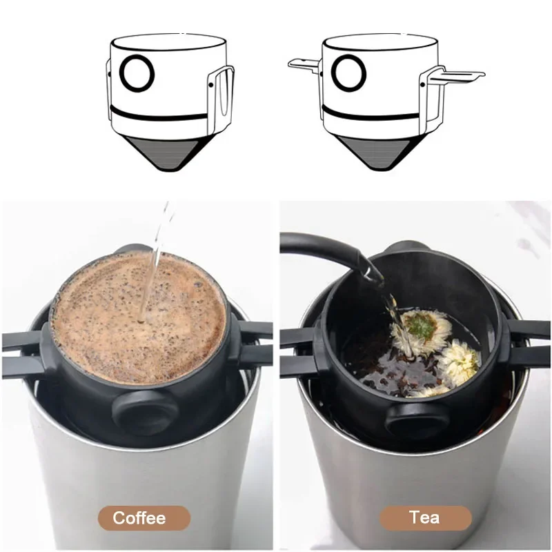 Mini Giet Over Koffie Druppelaar Herbruikbare Opvouwbare Drip Koffie Filter Draagbare Papierloze Koffiezetapparaat Voor Office Home Reizen Kamp