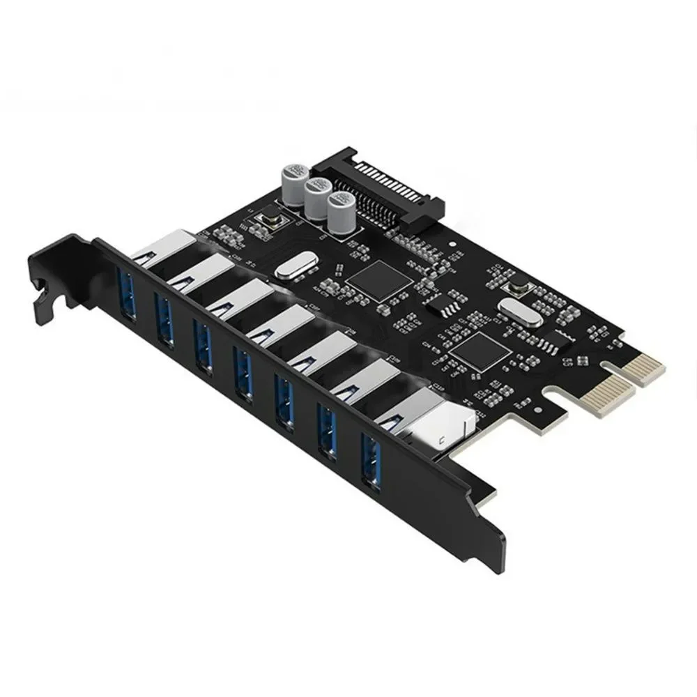 USB 3.0 7 Port PCI-E Express Card Sata to 15 Pin High Speed Extender Adapter Card Power Connector