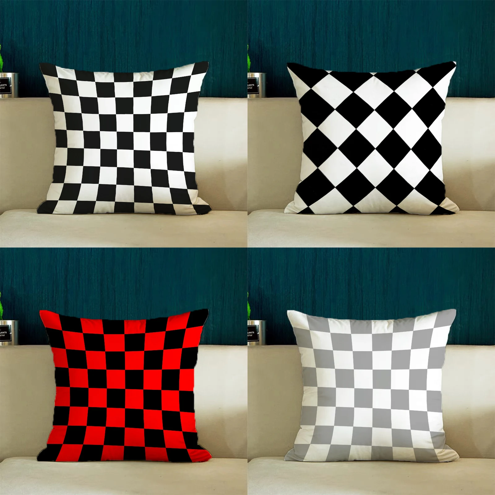 

Decorative Pillowcase 40x40 Chessboard Grid Pillowcases for Pillows 45x45 Cushions Cover Pillow Covers Decorative Luxury Cushion