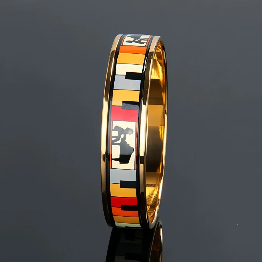 New Cloisonne Charms Bangle for Women Enamel Dream Piano Pattern Gilded Bracelets Fine Choice Jewelry Lover's Gift Wholesale