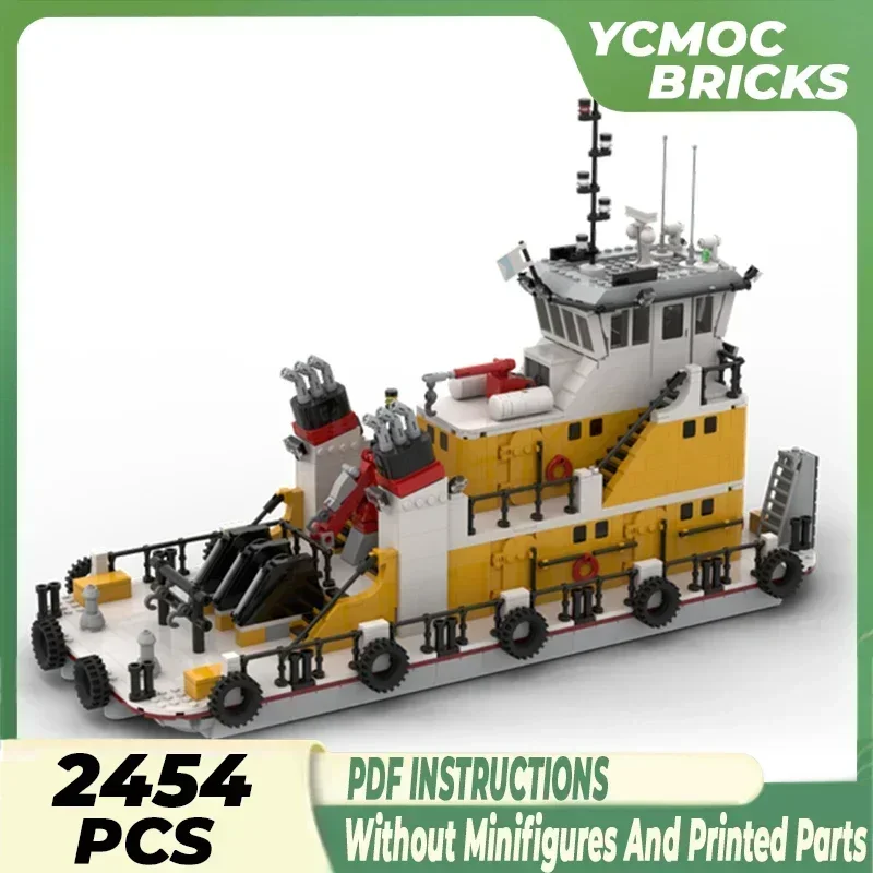 Stad Schip Serie Model Moc Bouwstenen Pusher Barge Sleepboot Technologie Modulaire Blokken Geschenken Kerst Speelgoed DIY Sets Montage