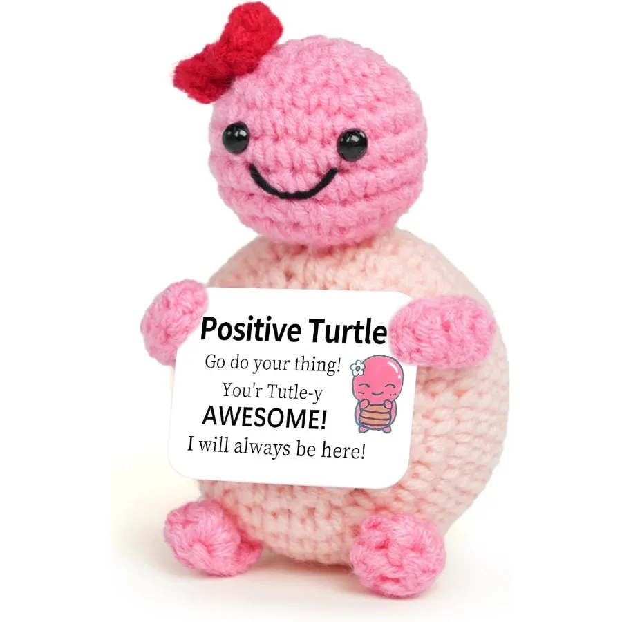 Mini Funny Turtle Crochet Gifts Birthday Christmas Gifts for Women Girl Handmade Positive Emotional Support Crochet Small Anima