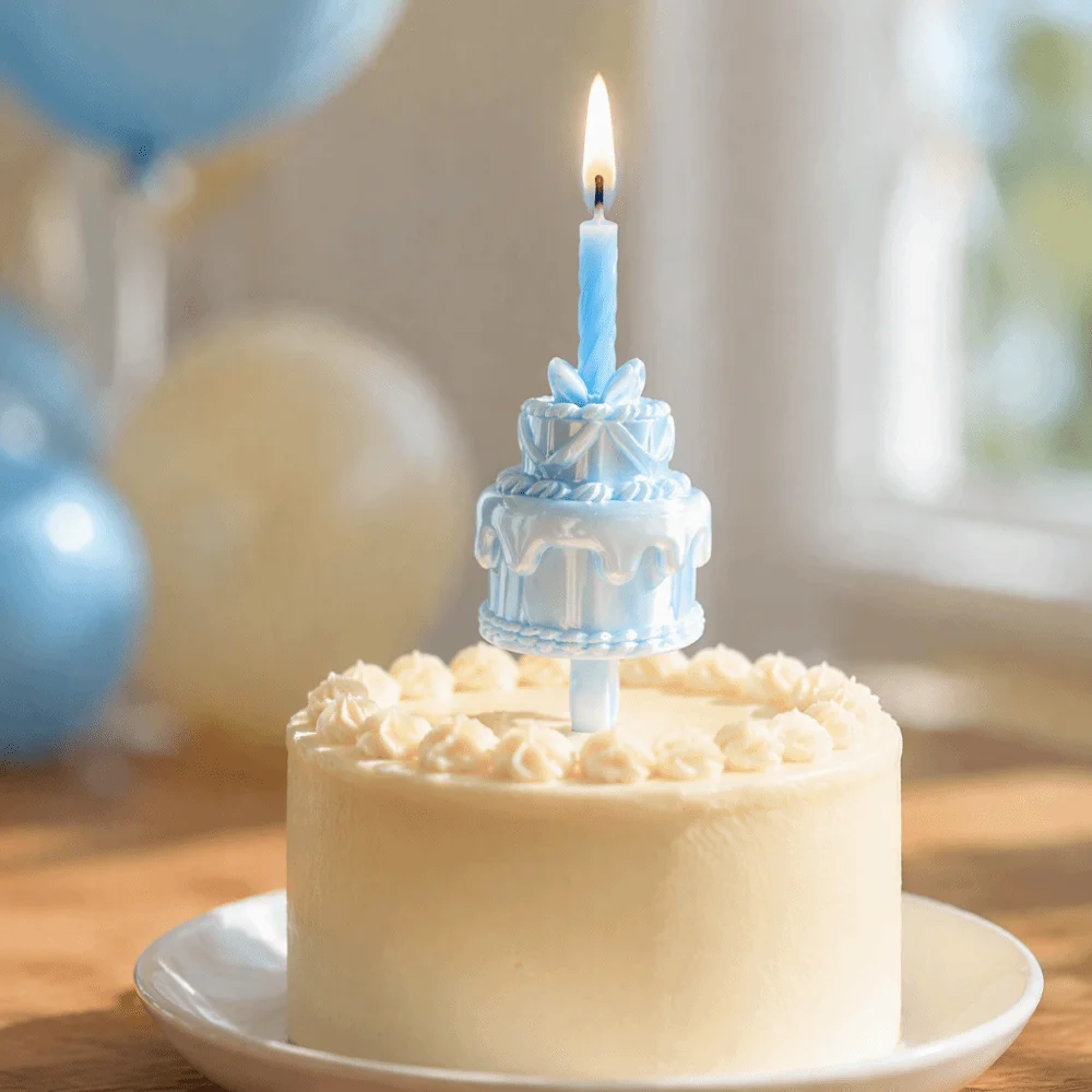 3D Simulation Cake Cake Ring Candle Holder Silk Finish Romantic Birthday Cake Ring Topper Novelty Plastic Surprise Ring Prop