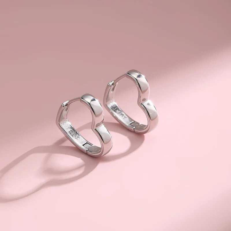 925 Sterling Silber Herz-Ohrringe für Frauen, Schlichte Elegante Hochzeitsschmuck-Accessoires – Detail 5