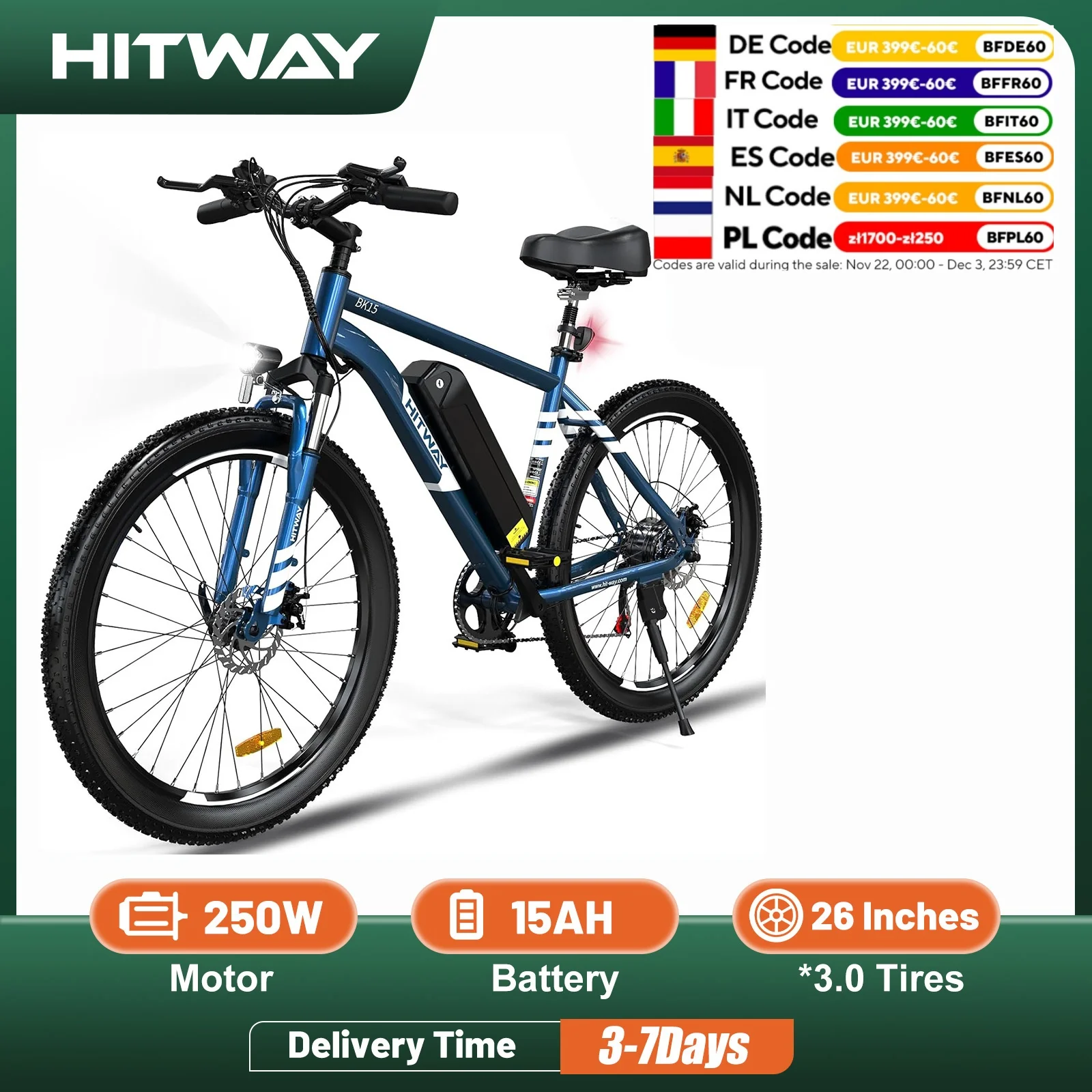 HITWAY E Bike Electric Bicycle E-Mountain Bike, 26