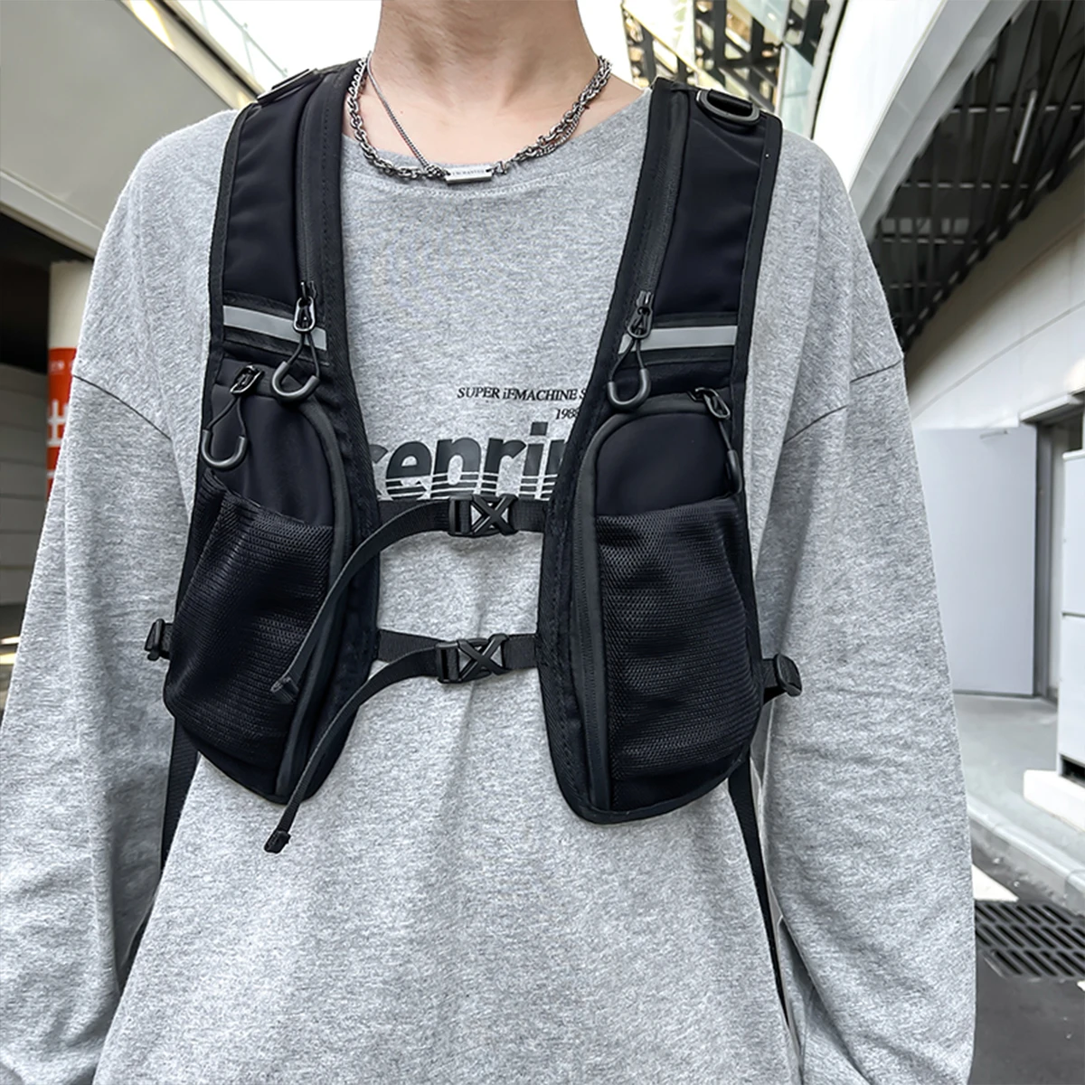 Hip-hop Streetwear Chest Rig Bag for Men Fashion Waterproof Tactical Vest Chest Packs Function Storage Backpack Nylon Pockets