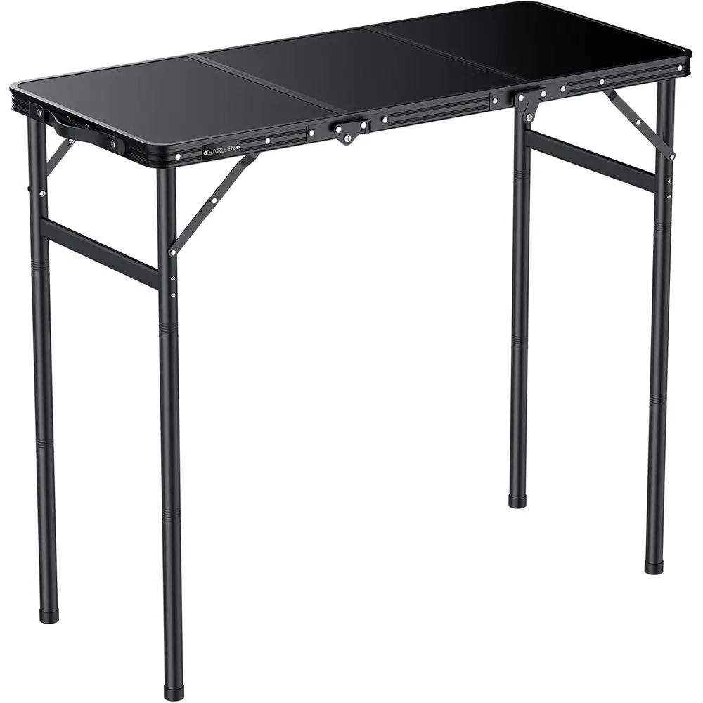 

Adjustable Height Lightweight Portable Folding Picnic Table for Outdoor Camping and Grilling, 35.4 x 15.7, Black