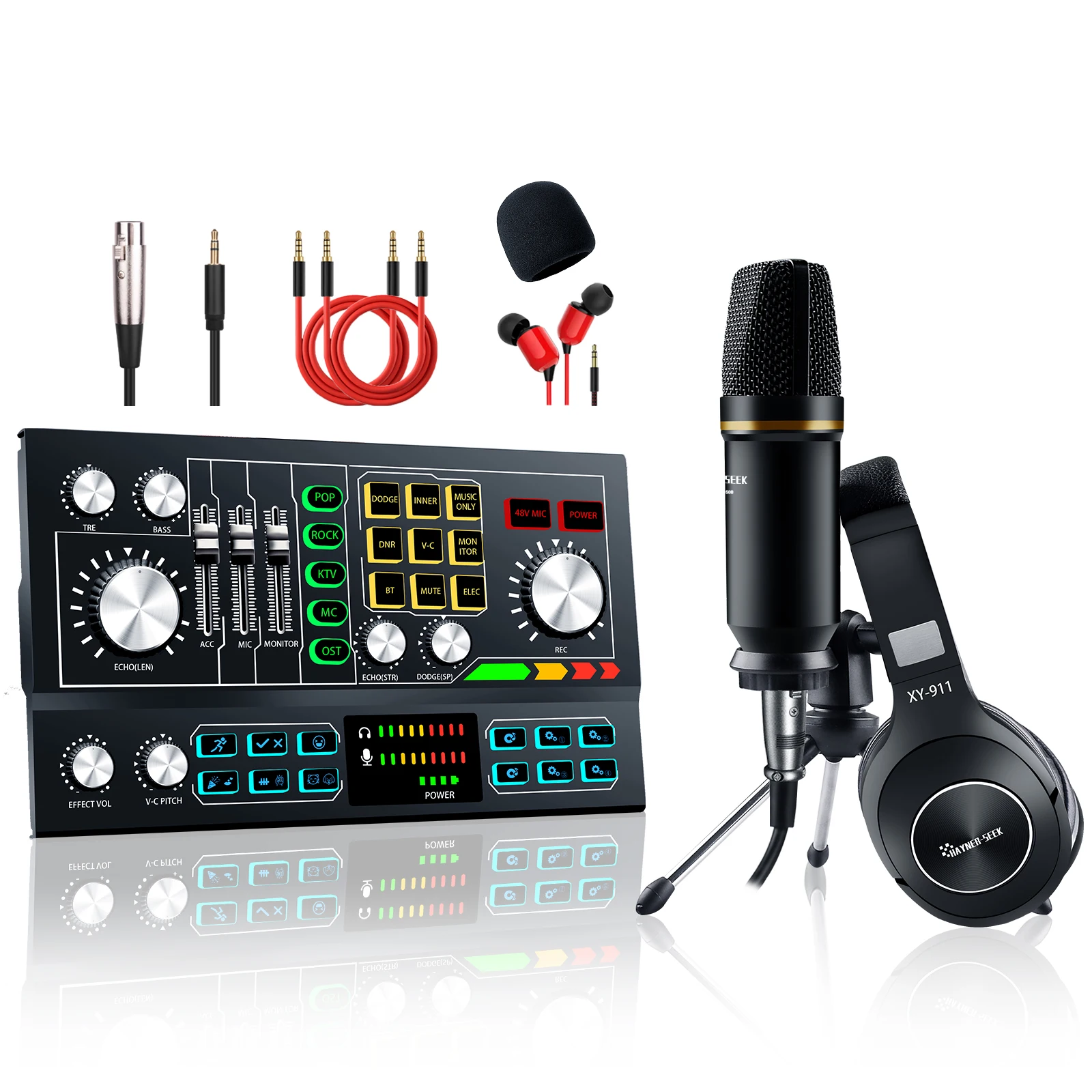 

Podcast Equipment Bundle With Professional Mic Recording Sound Card Audio Set