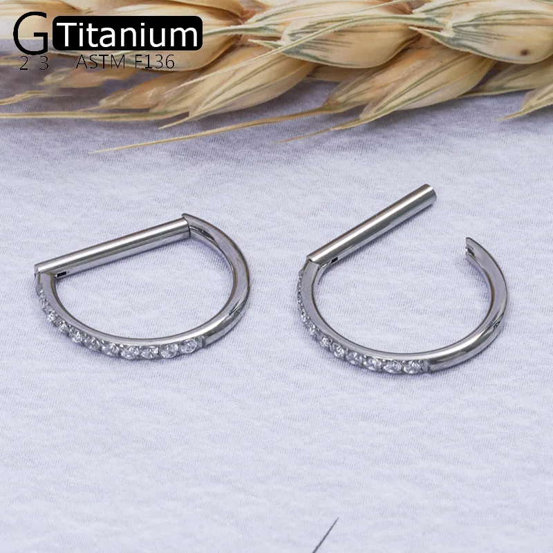 Titanium G23 Nose Ring D Opening Ring ZC Men's And Women's Pierced Jewelry Earrings Nasal Septum Ring