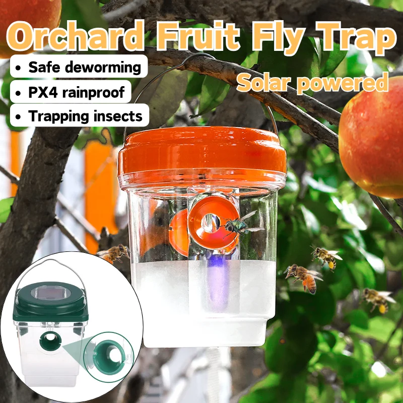 1/3pcs Solar Powered Square Bee Catcher 3 Colors UV LED Light Wasp Trap Safe Deworming PX4 Rainproof Outdoor Hanging Wasp Traps