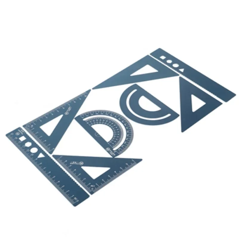 4Pcs/Set Aluminium Ruler Set Metal/Plastic/Soft Geometry Maths Drawing Compass Stationery Rulers Mathematical for School