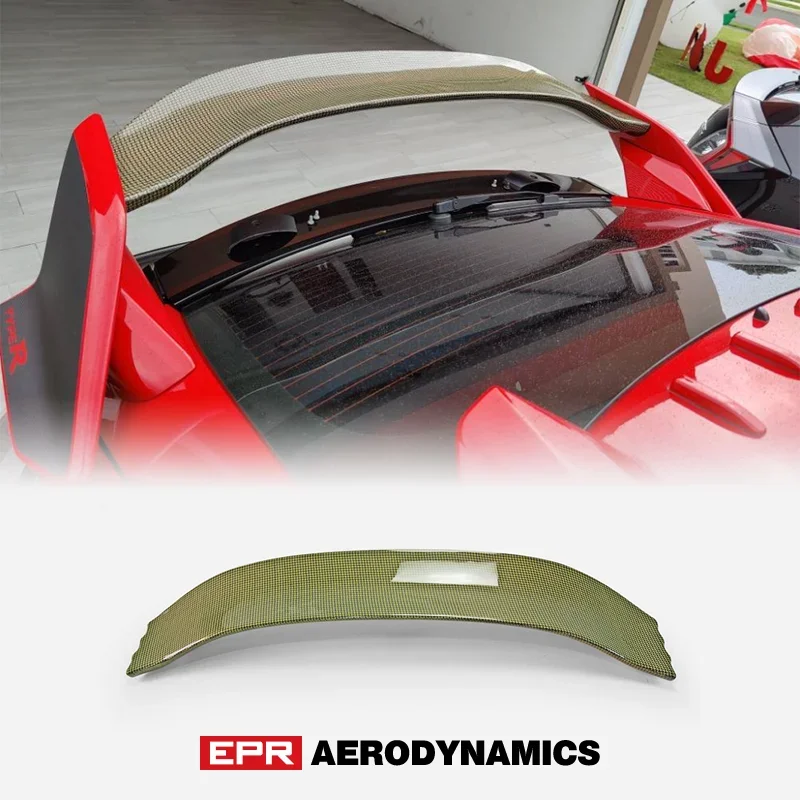 Tuning Kit VRSAR1 Style Yellow Kevlar Rear Wing Flap Glossy Finish Trunk Spoiler Blade For 2017 On Civic Type R FK8 5 Door Hatch