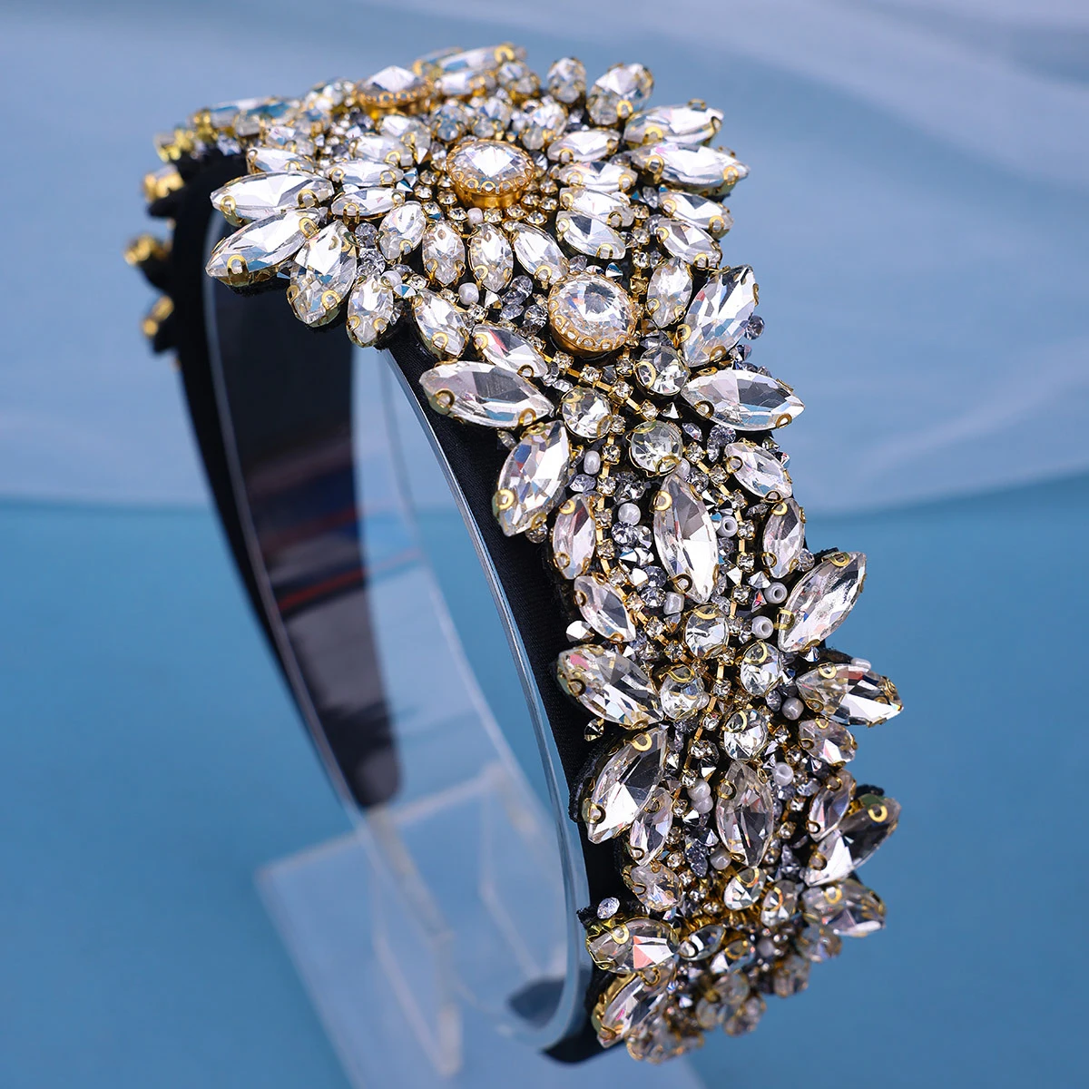 Fashion Baroque Retro Court Headband Luxury High Rhinestone Crystal Hair Band, Korean Style Face Wash Hair Accessories image 2