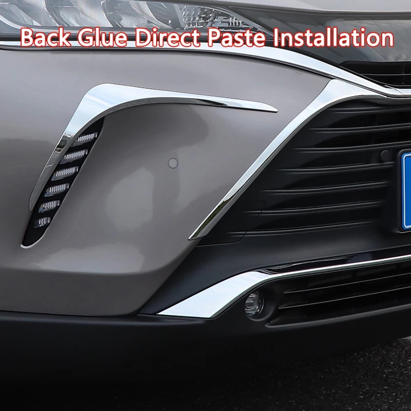 Car Front Grille Strip Trim Front Fog Light Lamp Decorative Sticker For Toyota Harrier Venza 2022 ABS Chromed Exterior Accessory