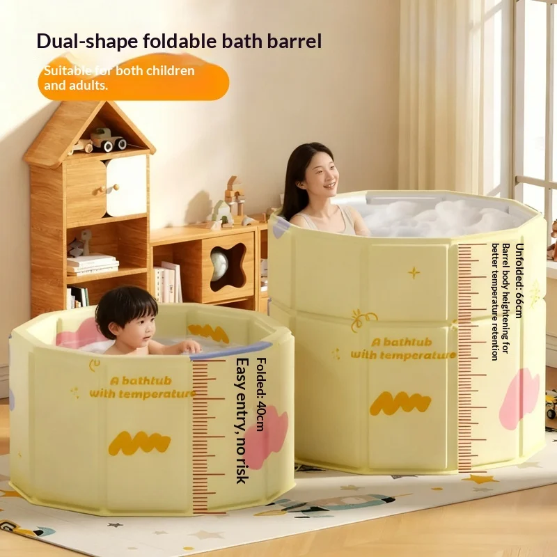 

Portable Foldable Bathtub Adult Baby Dual Mode Home Full Body Soaking Tub Adjustable Height Space Saving Bathroom Tub