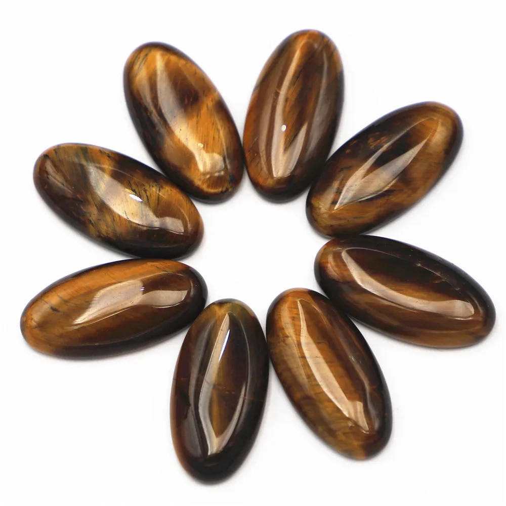 Fashion Natural Stone Oval Tiger Eye Cabochon Setting Beads Fit Pendants Rings Earring Women Jewelry DIY 30x15mm 20Pcs Wholesale