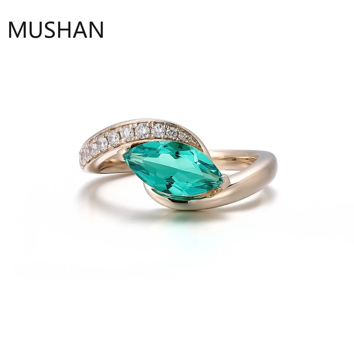 MUSHAN Luxury Custom 925 Silver 14K 18K Gold Rings Band Jewelry Lab Grown Emerald Gemstones Wedding Ring For Women Fine Jewelry view 3