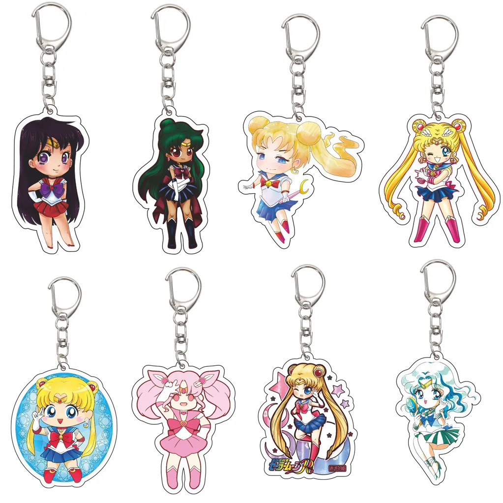 55MM Anime ‌   Chiba Mamoru Kaiou Michiru Kino Makoto Meiou Setsuna Small Lady Tsukino Usagi Acryl-Schlüsselanhänger Weihnachtsgeschenke
