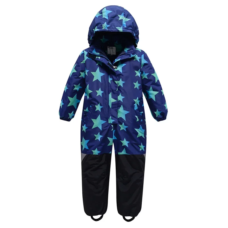 New Children's One-piece Skiing Suit with Single and Double Boards for Boys Windproof Waterproof Warm and Cotton Added