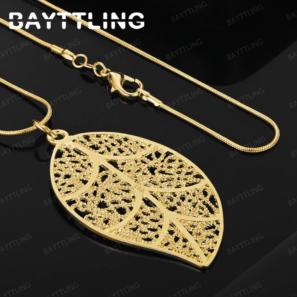 

925 Silver 18K Gold 16-30 Inch Exquisite Leaf Pendant Necklace Fashion Women's Accessories Wedding Jewelry Gift