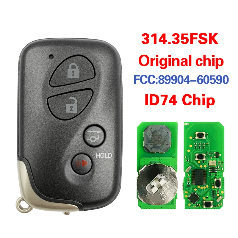 CN052037 Aftermarket P/N 89904-60590 Remote Fob for 2009 - 2016 Lexus GX460 RX350 LS460 LS600H Smart Key HYQ14ACX 5290 Board