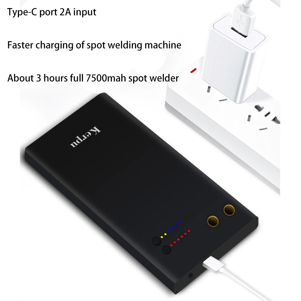 ماكينة لحام نقطي محمولة قابلة لإعادة الشحن بقدرة 7500 مللي أمبير في الساعة 6 تروس قابلة للتعديل بطارية صغيرة صغيرة ماكينة لحام البقعة