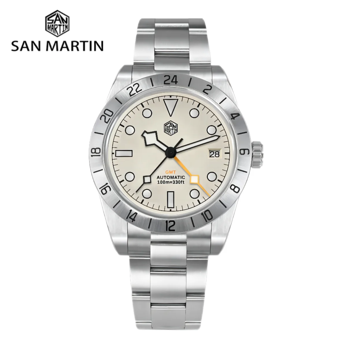 

San Martin 39mm BB NH34 BB GMT Watch Automatic For Men Wristwatch Bracelet Luxury 3H Date Window часы 10Bar Sapphire SN0054-B/C