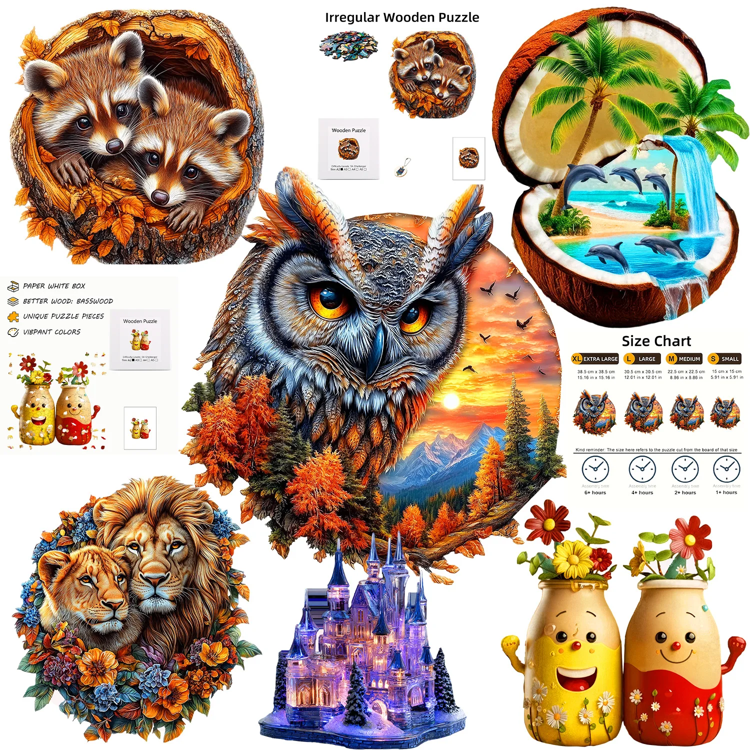 Wooden Puzzle Irregular Animal Shapes Halloween Christmas Birthday Gifts Creative Crafts Puzzle Games Holiday Gifts