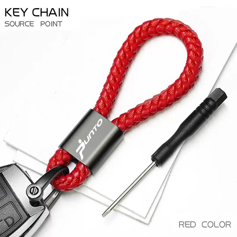 For Fiat Abarth 500 500c 500x 500l punto bravo tipo bravo Car Accessories Custom LOGO Braided Rope Keyring Metal Keychain