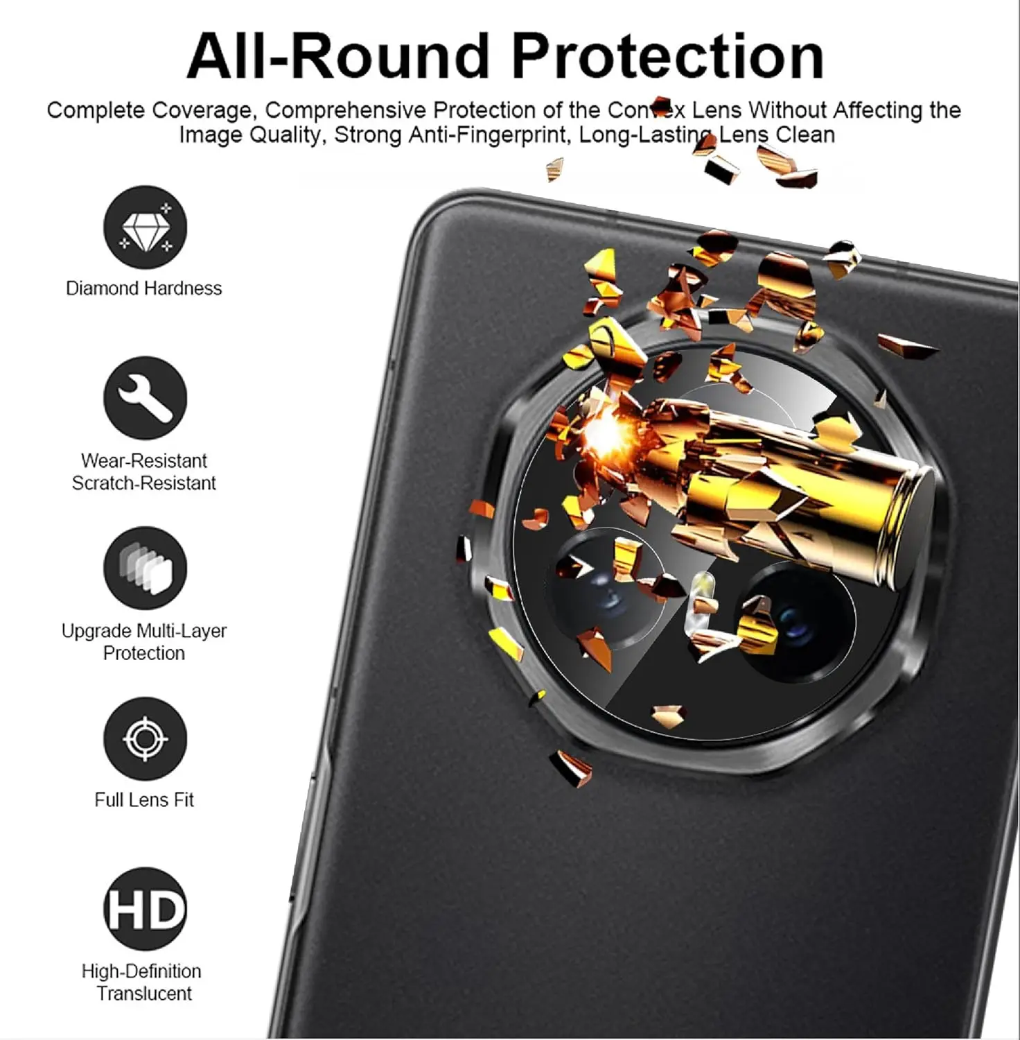 Black Tempered Glass For Honor Magic V3 Camera Protector On for For Honor Magic V3 5G Protective Camera Lens Film