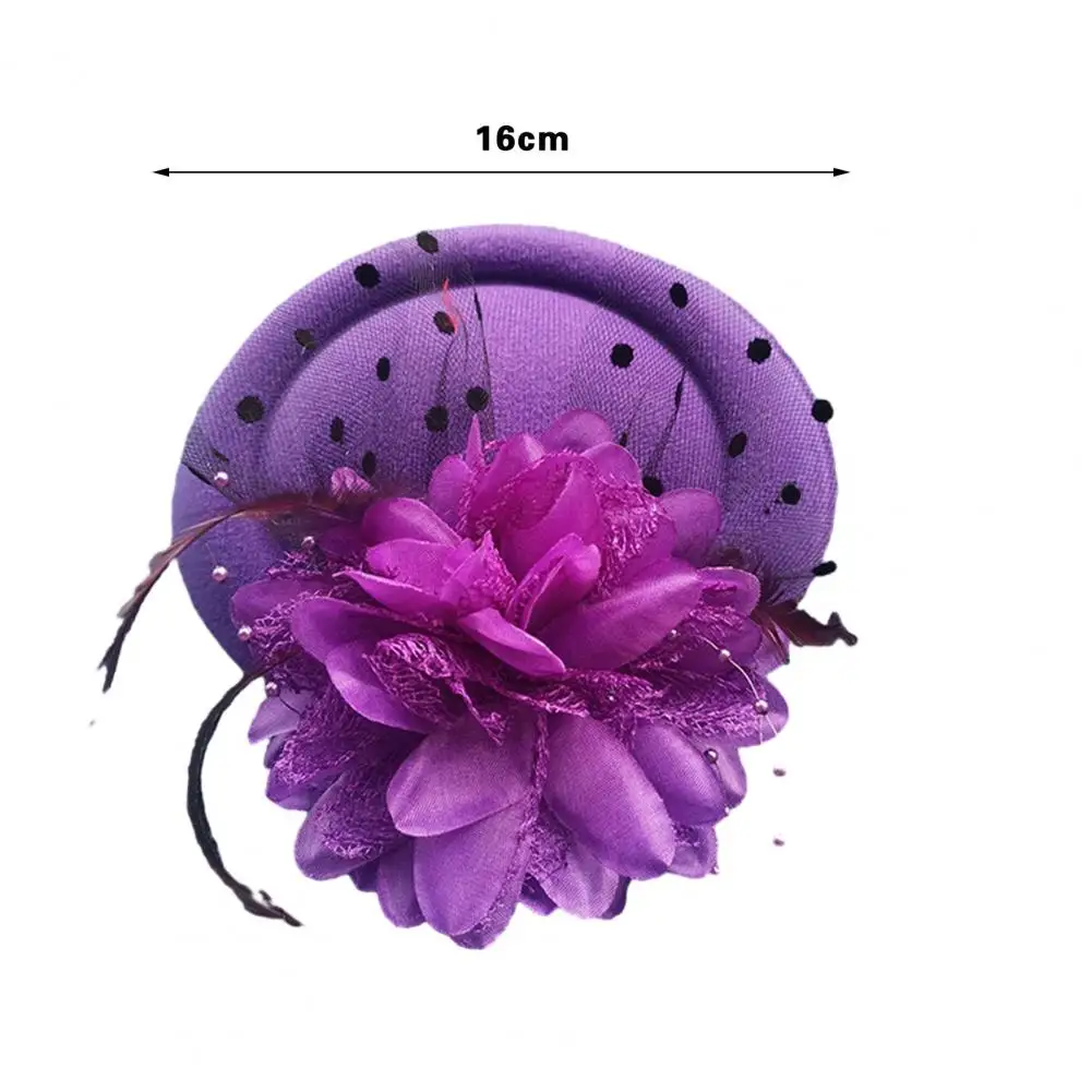 Exquisite Fascinator Hat With Hair Clip Decorative Anti-fall Faux Feather Flower Mesh Headwear Hair Accessories