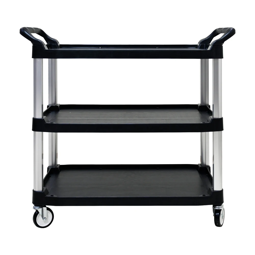 

Three-layer Thickened Plastic Mobile Tool Cart Kitchen Island on Wheels with Storage Cart Handle for Towel Rack or Free Mobility