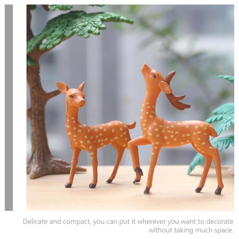 4 Pcs Animal Statue Tiny Deer Statues Miniature Figurines Decor Cake Landscape Figure Bunny Toys