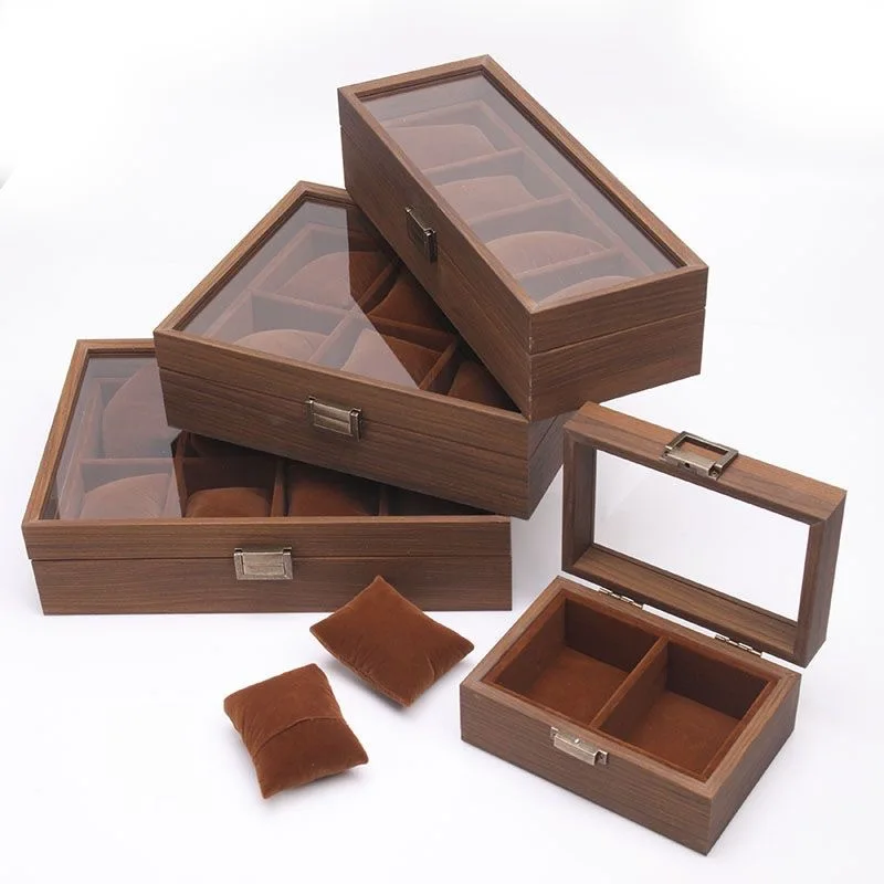 VANSIHO 2/4/6/8 New Eco-Friendly Wooden Watch Box Soft Watch Pillow Protection Watch Box Black Walnut Wood Watch Display Box