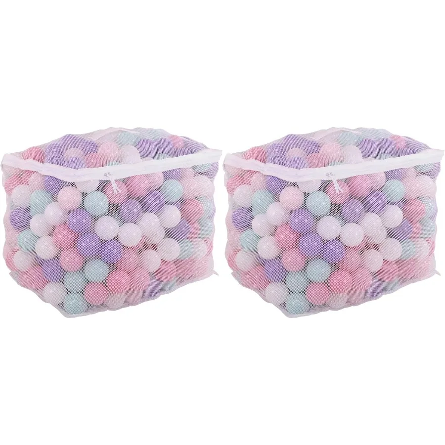 800 قطعة لعب كرات الحفرة مجموعات الالعاب مع حقيبة شبكية ألوان الباستيل سحق البلاستيك ل الكرة حفر اللعب بيوت ترتد منازل حمامات السباحة