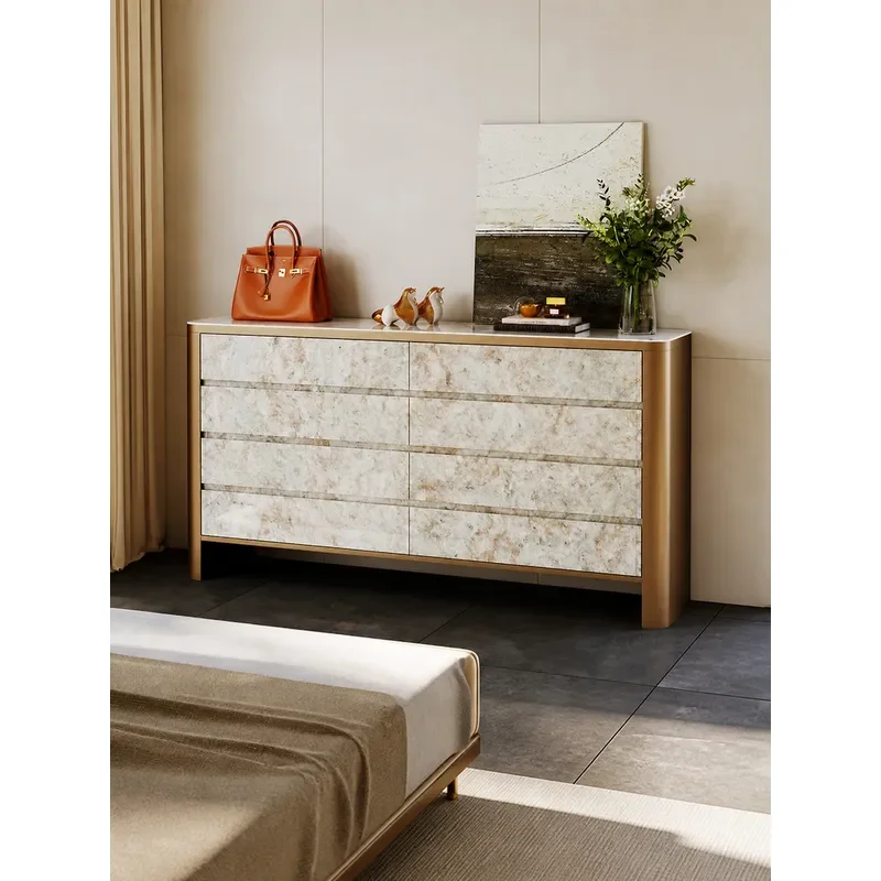 Modern 8 Drawer Storage Cabinet Solid Wood Nightstand Bedroom Bedside Locker Living Room Organizer Furniture Simple Wall Unit