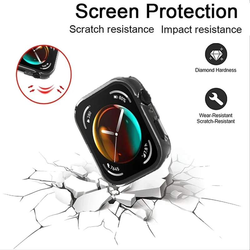PC Case+Tempered Glass For Huawei Watch Fit 3/4 Full Cover Smartwatch Screen Protector Huawei Watch Fit 4 Pro Protective Cover