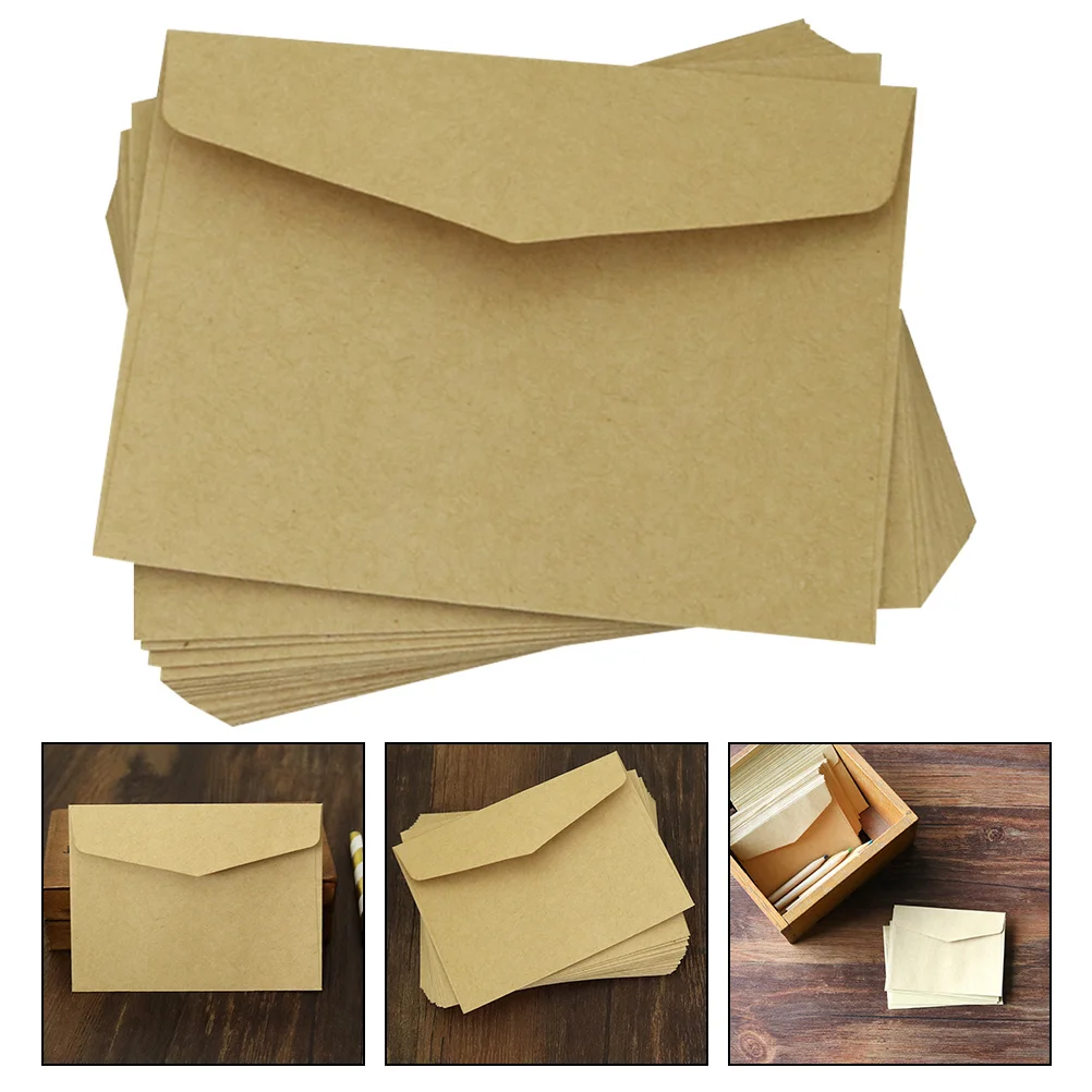 100 Pcs Envelopes Vintage Blank Mini Envelopes Business Card Memo Notes Craft Retro Letter Storage Lightweight