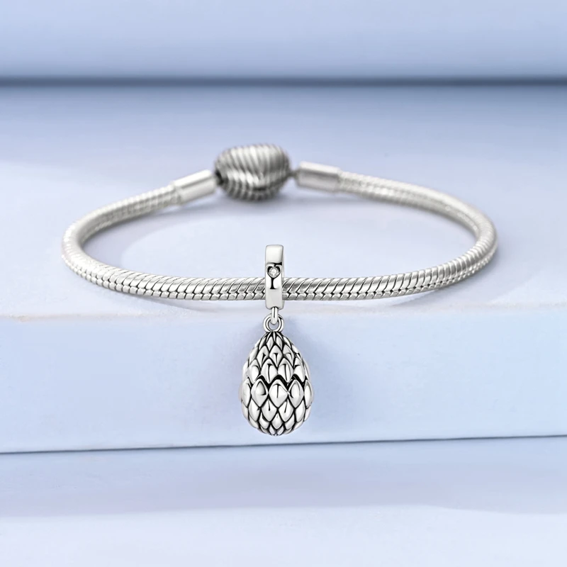 925 Sterling Silber Drachenei Öffnungs- und Schließanhänger Perle CZ Zirkon Anhänger Passend für Original-Armband DIY Schmuck Geschenk – Detail 6