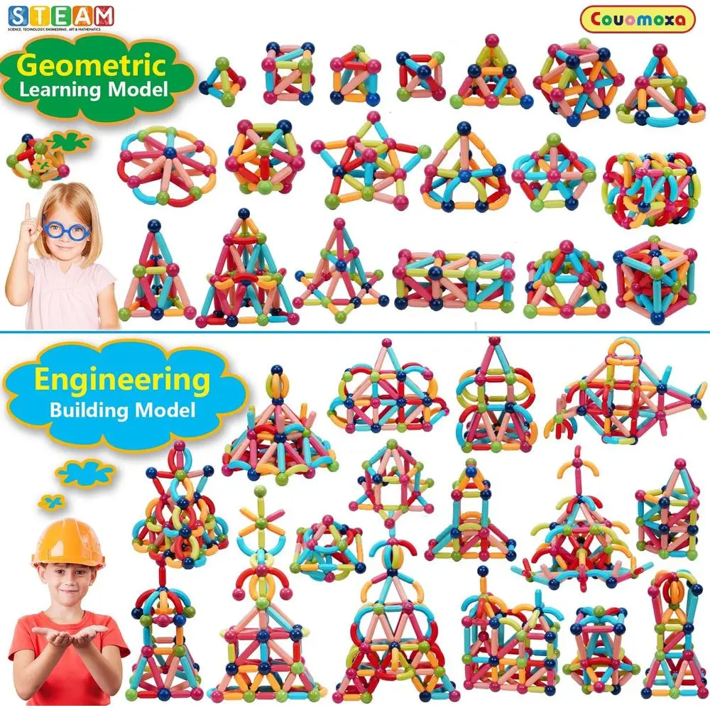 Set da costruzione magnetico Montessori per età 3-12: giocattolo creativo per sala giochi per regali di compleanno o Natale per bambini