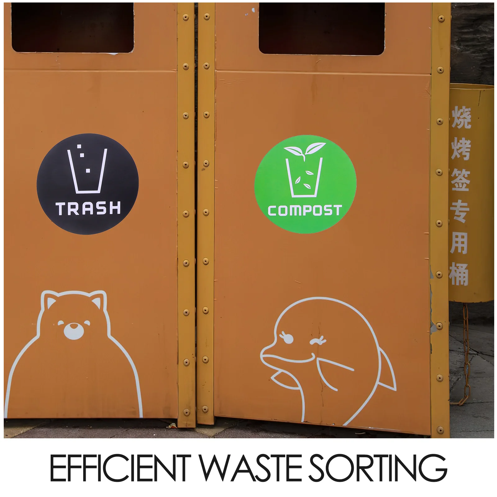 

12Pcs Colorful Recycling Stickers Trash Bin Labels High Adhesive Waste Sorting Decals for Household Outdoor Use