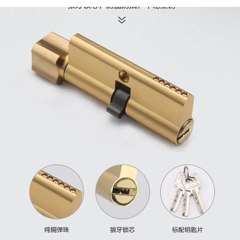 قفل أوروبي، مقبض باب، أمان مضاد للسرقة، قفل داخلي صامت عالمي لغرفة النوم مكون من ثلاث قطع