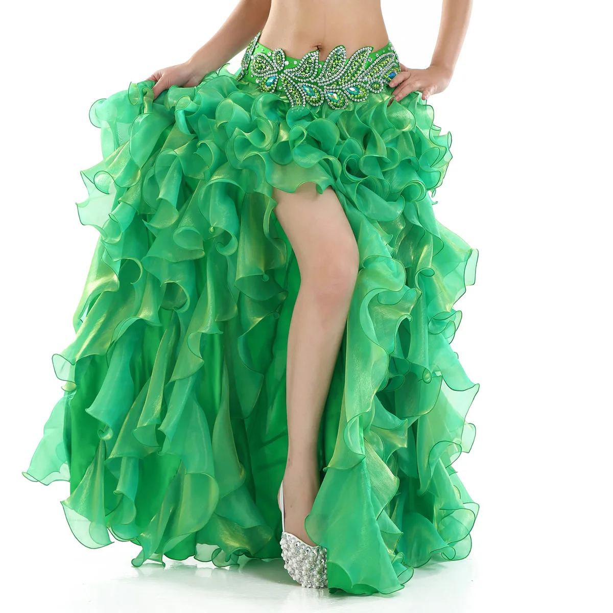 Spódnica do tańca brzucha, puszysta spódnica, spódnica do tańca brzucha, wysokiej jakości spódnica, orientalny taniec, spódnica do tańca z rozcięciem.