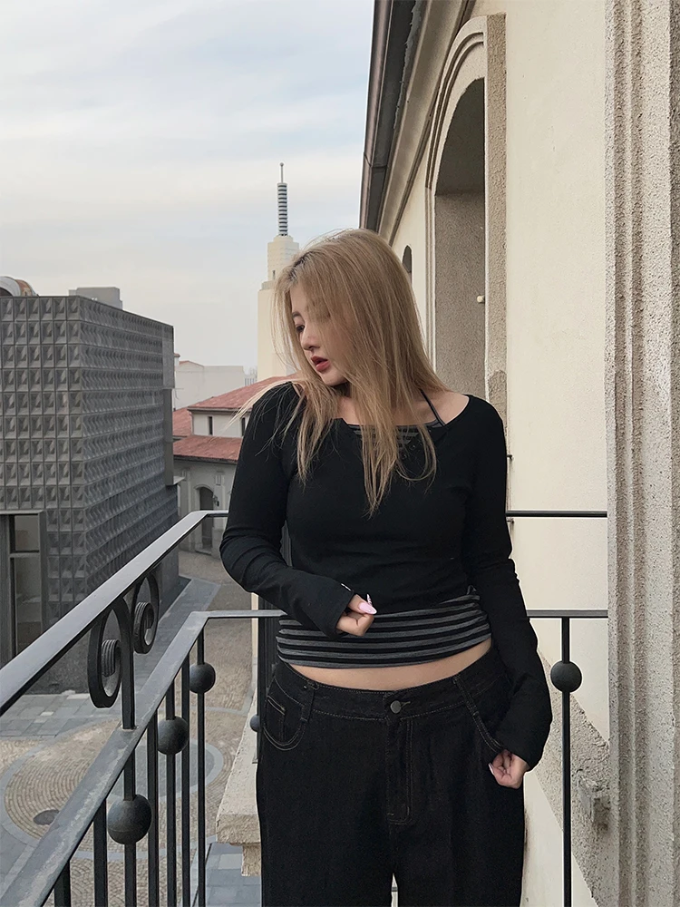 

LTGIRL Новая летняя футболка в полоску цвета Blo ort Sve, облегающий дизайн, универсальный повседневный хлопковый топ большого размера