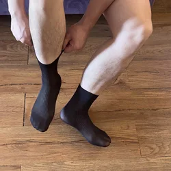 CLEVER-MENMODE Men Socks Ultra-thin Short Stockings Sexy Business Tube Socks Soft Sheer Formal Ankle Socks See-Through