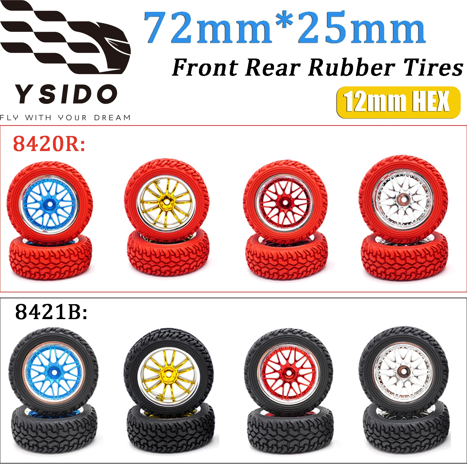 

72 мм передние и задние резиновые шины 12 мм HEX для 1/10 1/12 1/14 Wltoys Scx10 Traxxas Trx-4 Tamiya HSP HPI RC внедорожных раллийных автомобилей, колеса