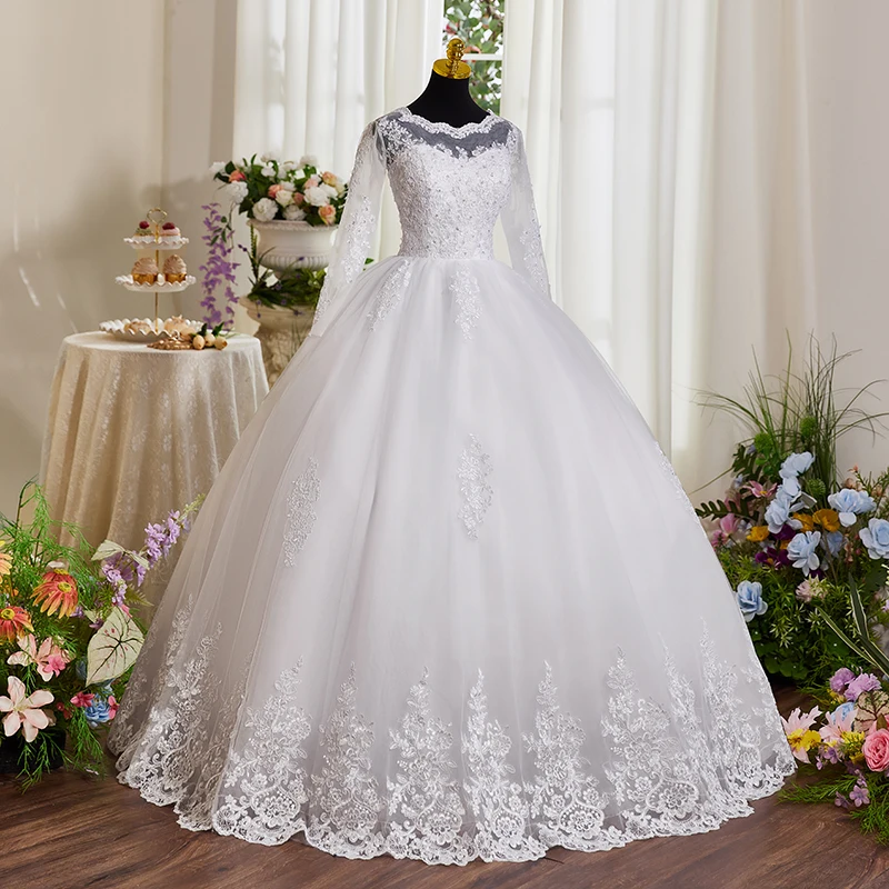 Sweetheart Wedding Dresses 2026 New Full Sleeve Lace Appliqus Wedding  Bridal Ball Gown For Women Princess Customized Pluse Size - AliExpress 320